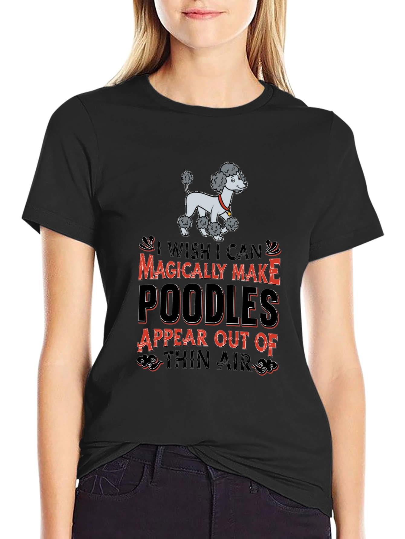 Black Magical Poodles Graphic Tee - Fun Novelty Shirt view 2