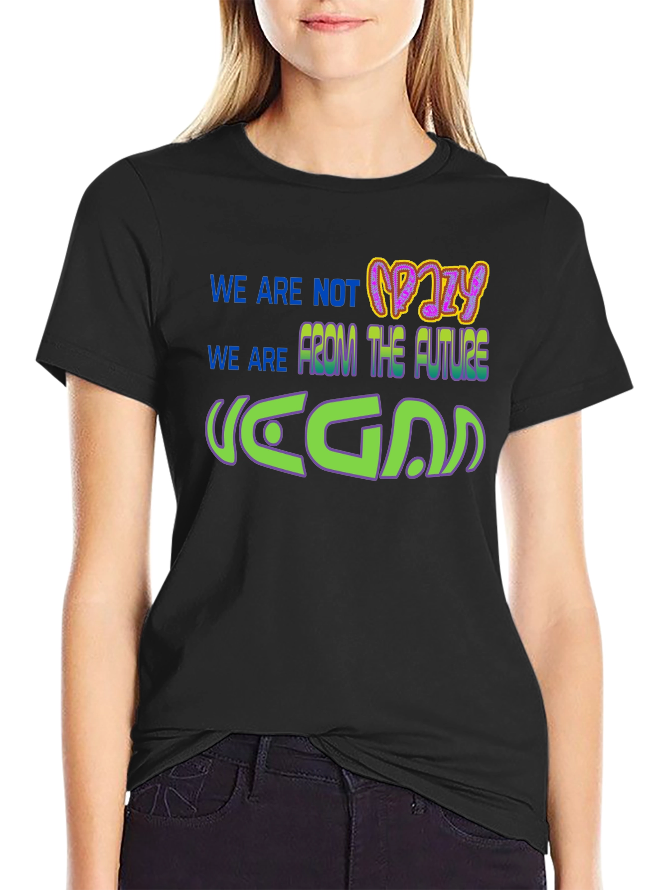Black Vegan From The Future Graphic T-Shirt view 2