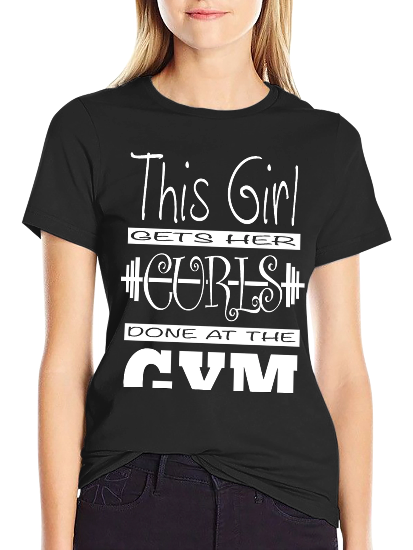 Black This Girl Gets Her Curls Done at The Gym T-Shirt view 2