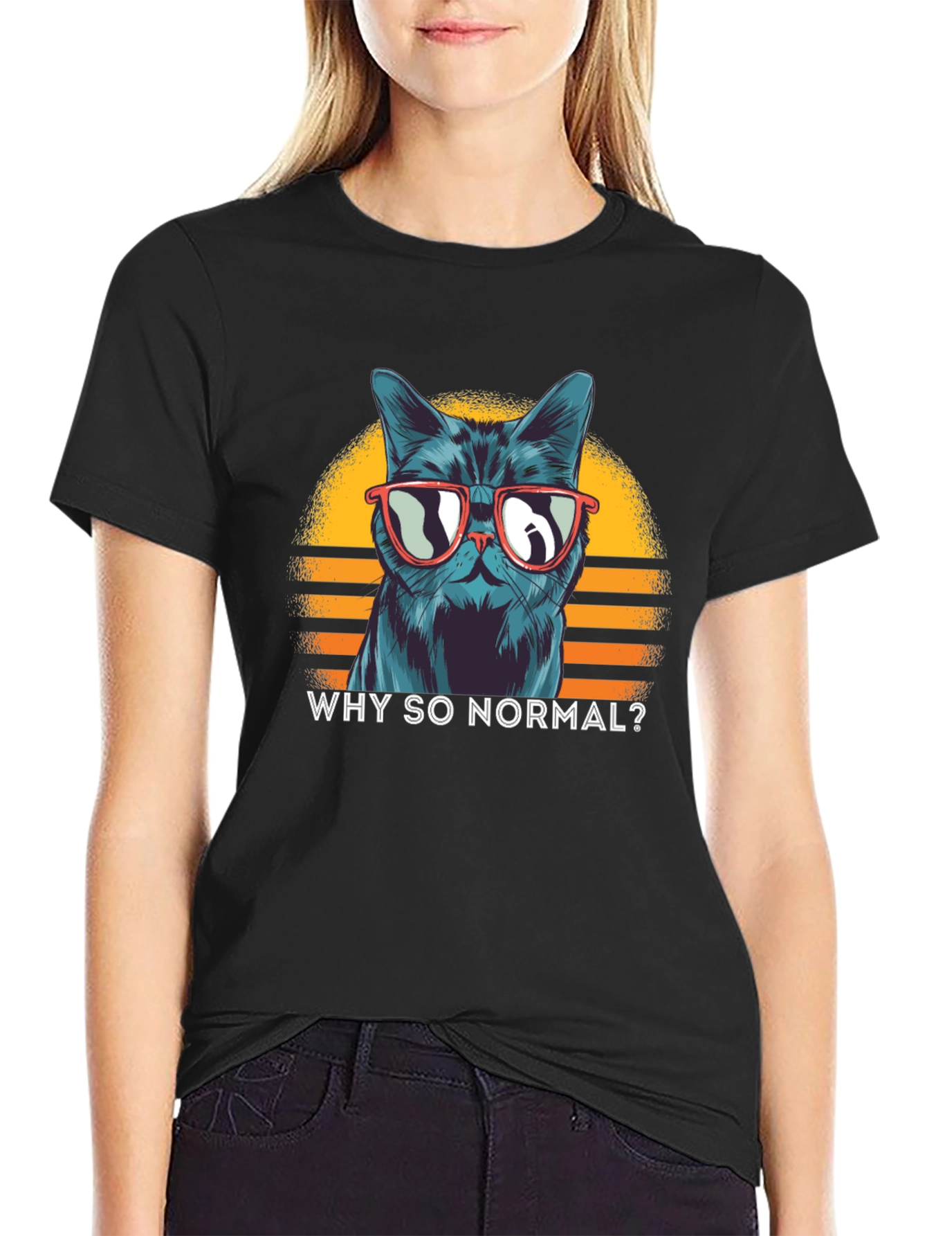 Black Cool Cat T-Shirt: Why So Normal? view 2
