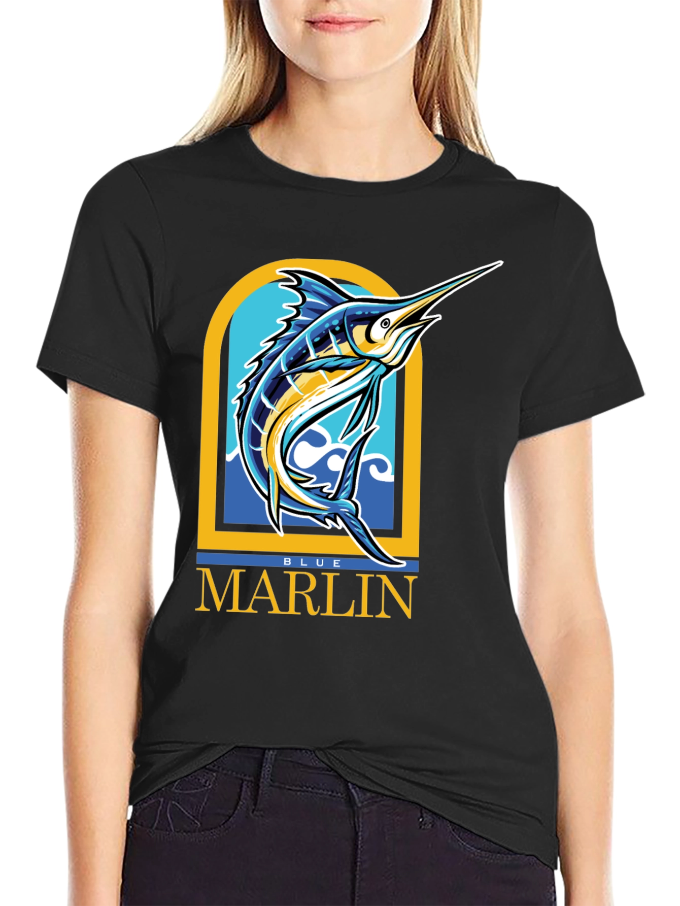 Black Blue Marlin Graphic T-Shirt - Men's Black Tee view 2