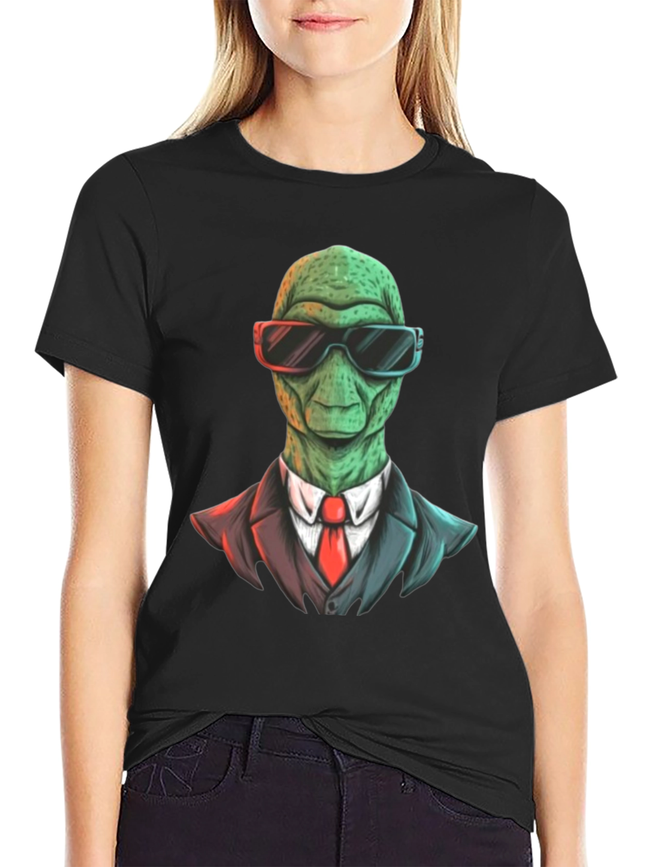 Black Alien in Suit Graphic T-Shirt view 2