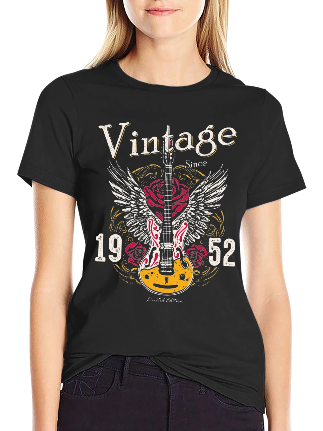 Black Vintage 1952 Guitar Graphic Tee view 2