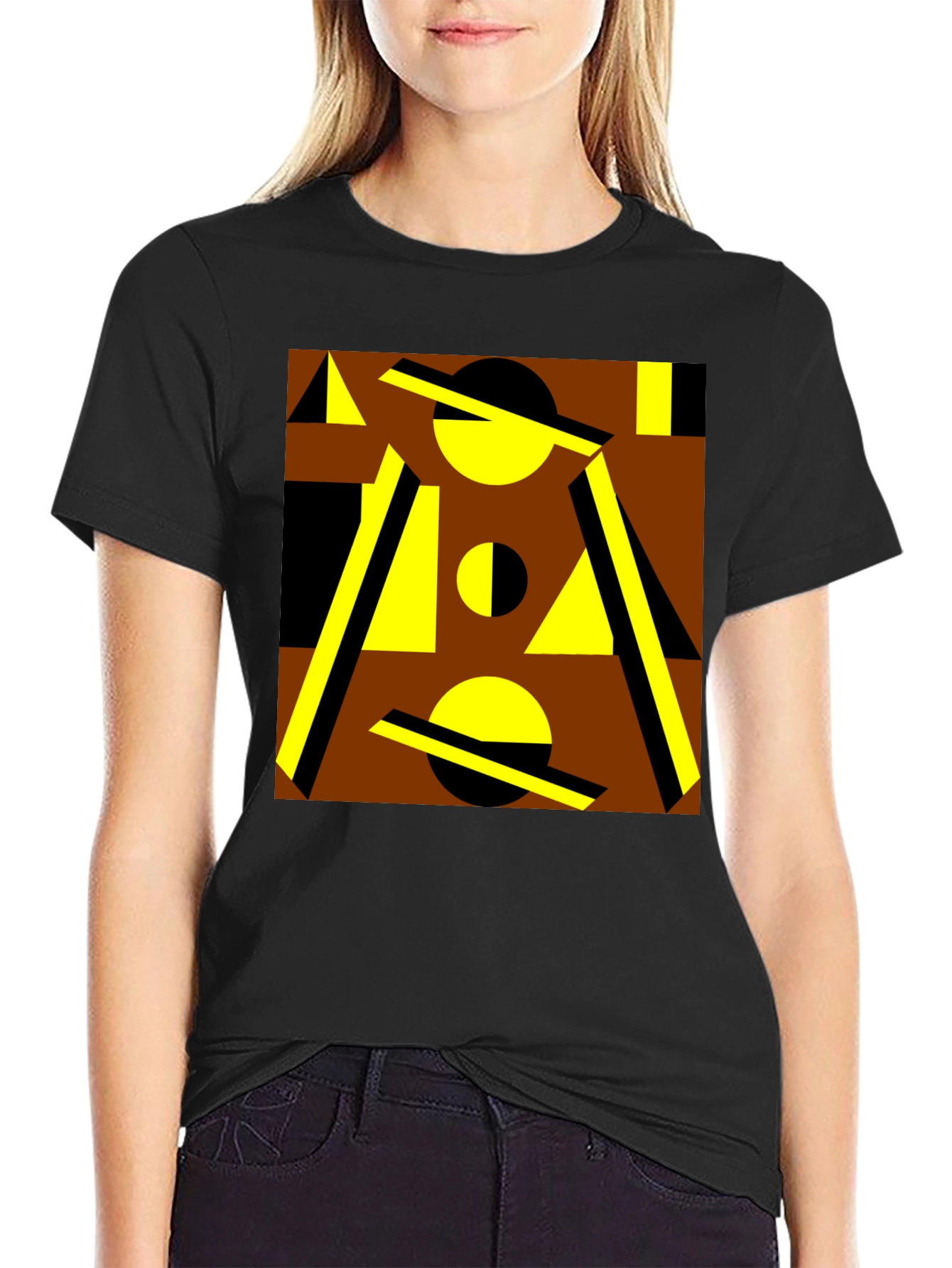 Black Geometric Pattern Graphic Tee view 2