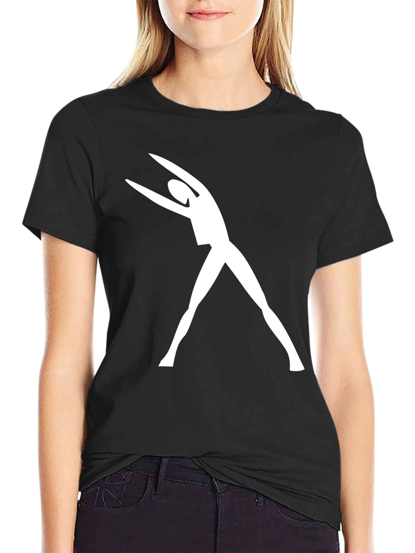 Black Yoga Pose Graphic Tee - Black Cotton Comfort Fit T-Shirt view 2