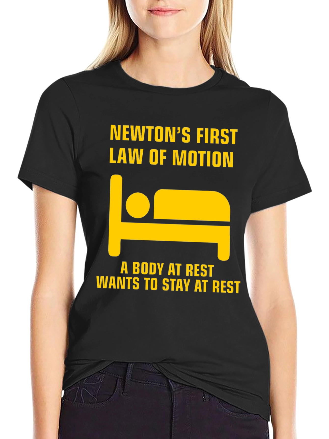Black Newton's First Law T-Shirt - Body at Rest view 2