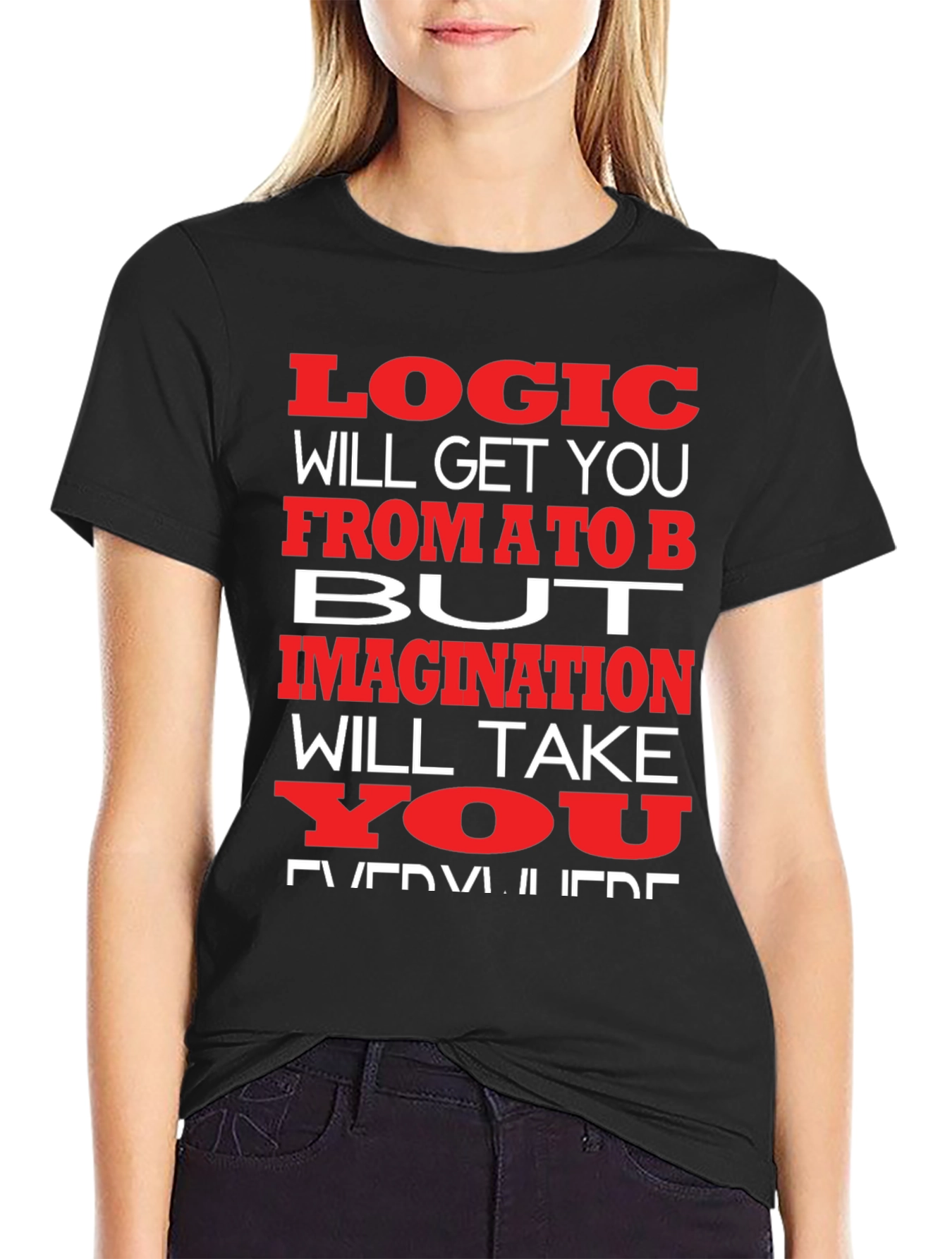Black Logic vs. Imagination Graphic T-Shirt view 2