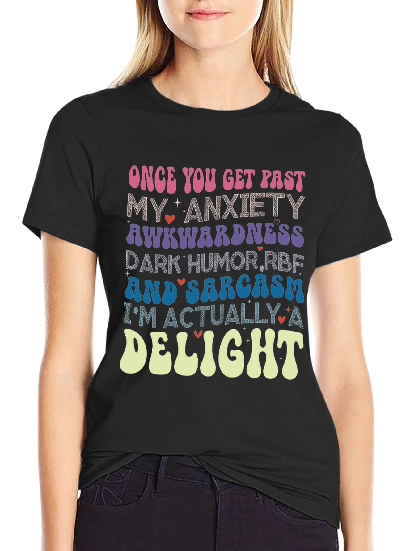 Black Anxiety Sarcasm Delight Novelty Graphic Tee view 2