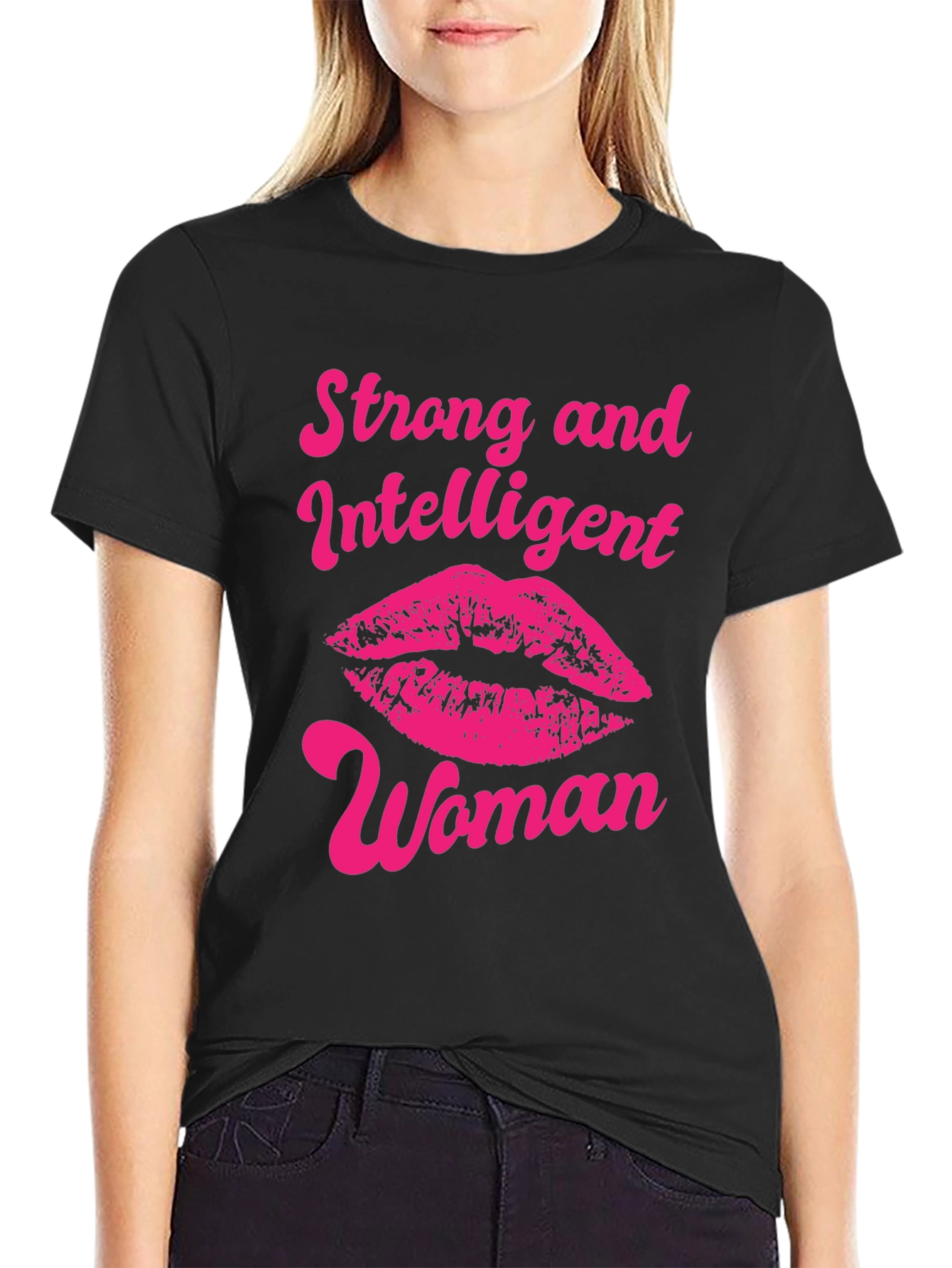 Black Strong Intelligent Woman Lips Graphic T-Shirt view 2