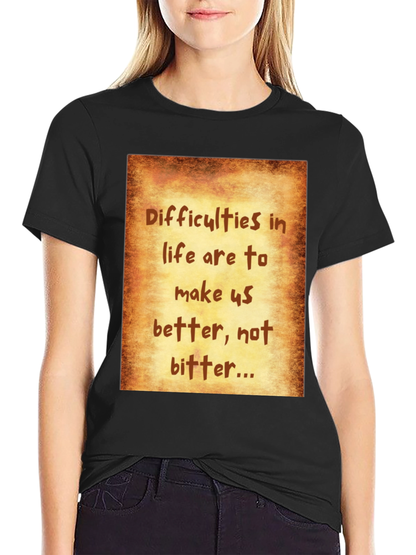 Black Inspirational Quote Graphic Tee - Black view 2