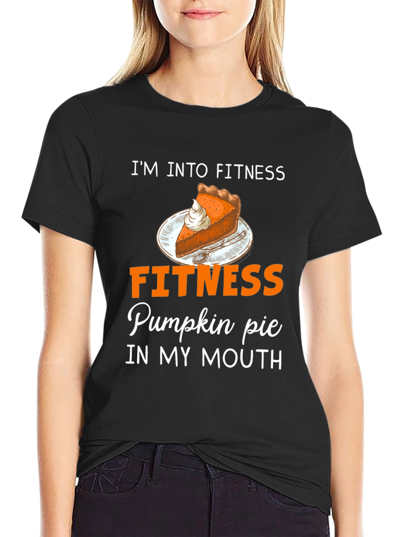 Black Funny Fitness Pumpkin Pie T-Shirt view 2