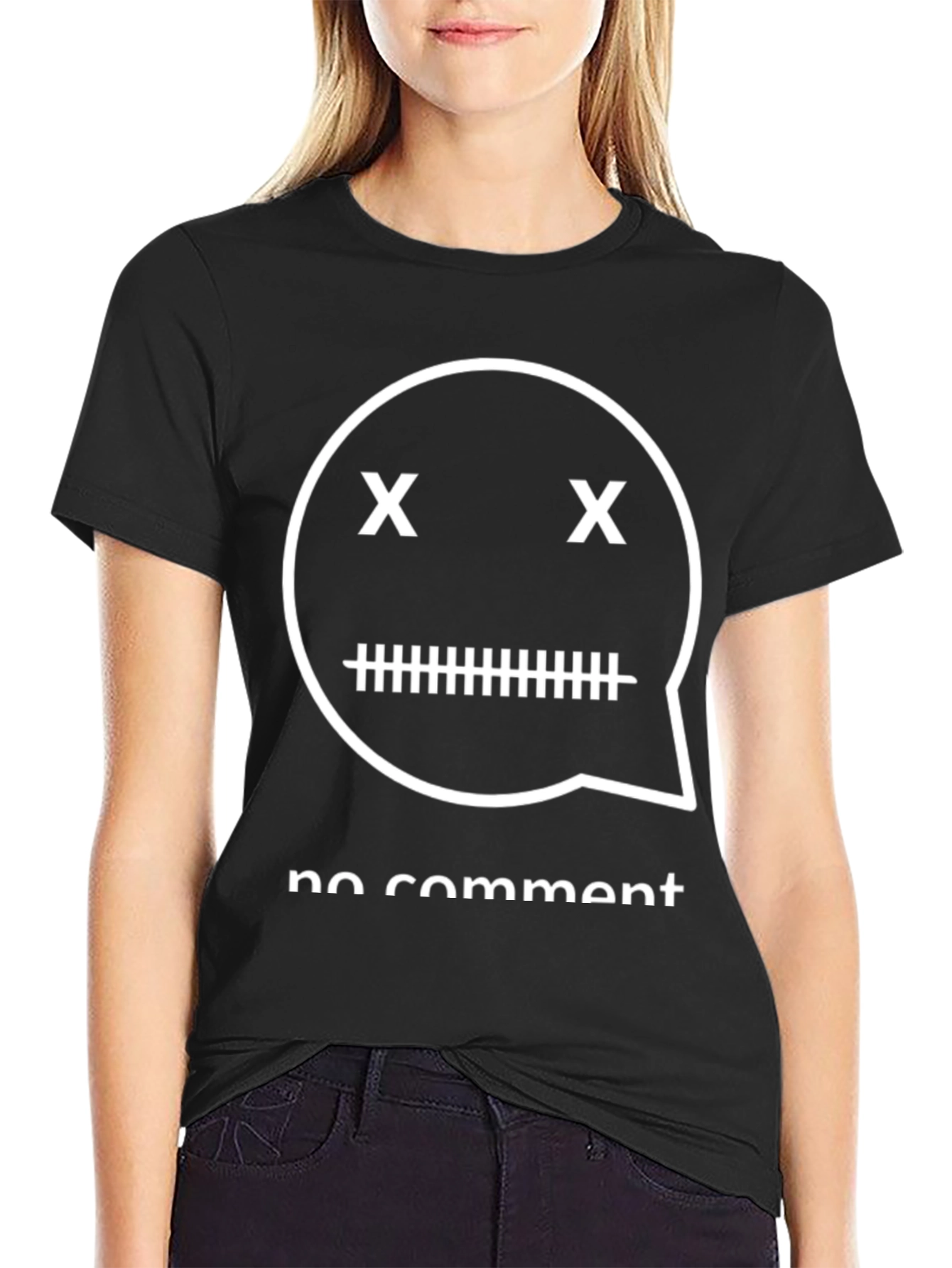 Black No Comment Graphic T-Shirt view 2