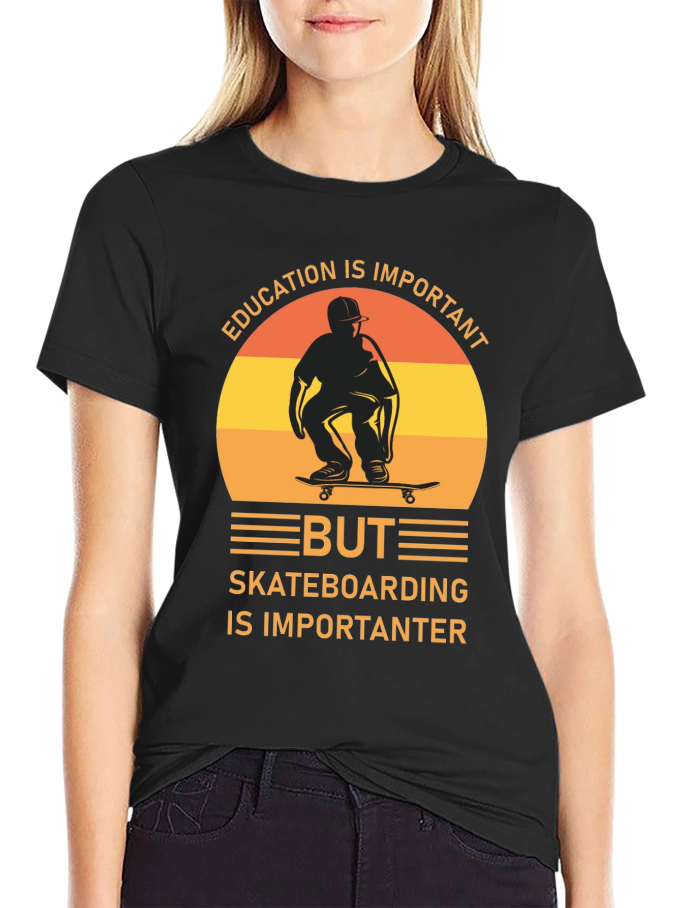 Skateboarding Graphic Tee - Education is Important, But... - 2