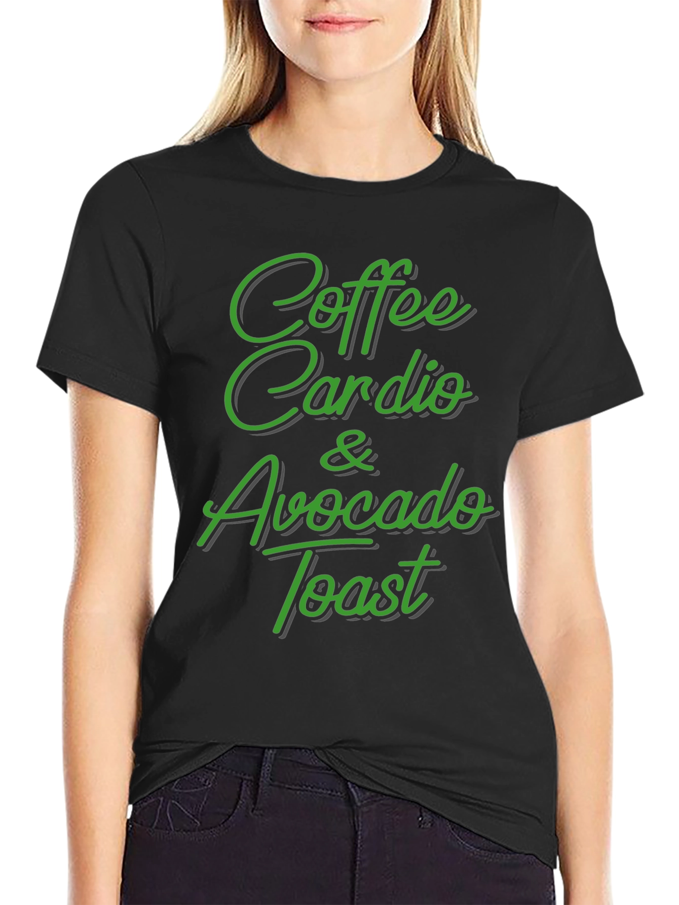 Black Coffee Cardio Avocado Toast Black T-Shirt view 2