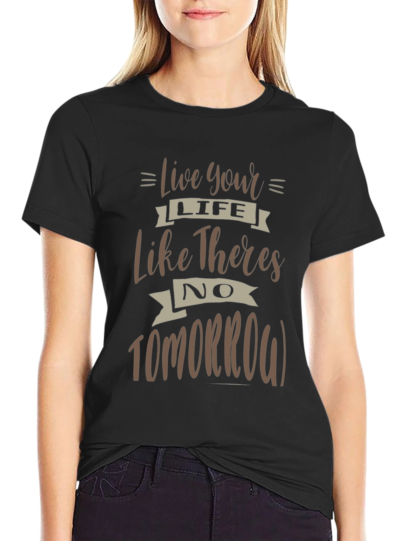Black Live Your Life Graphic T-Shirt view 2