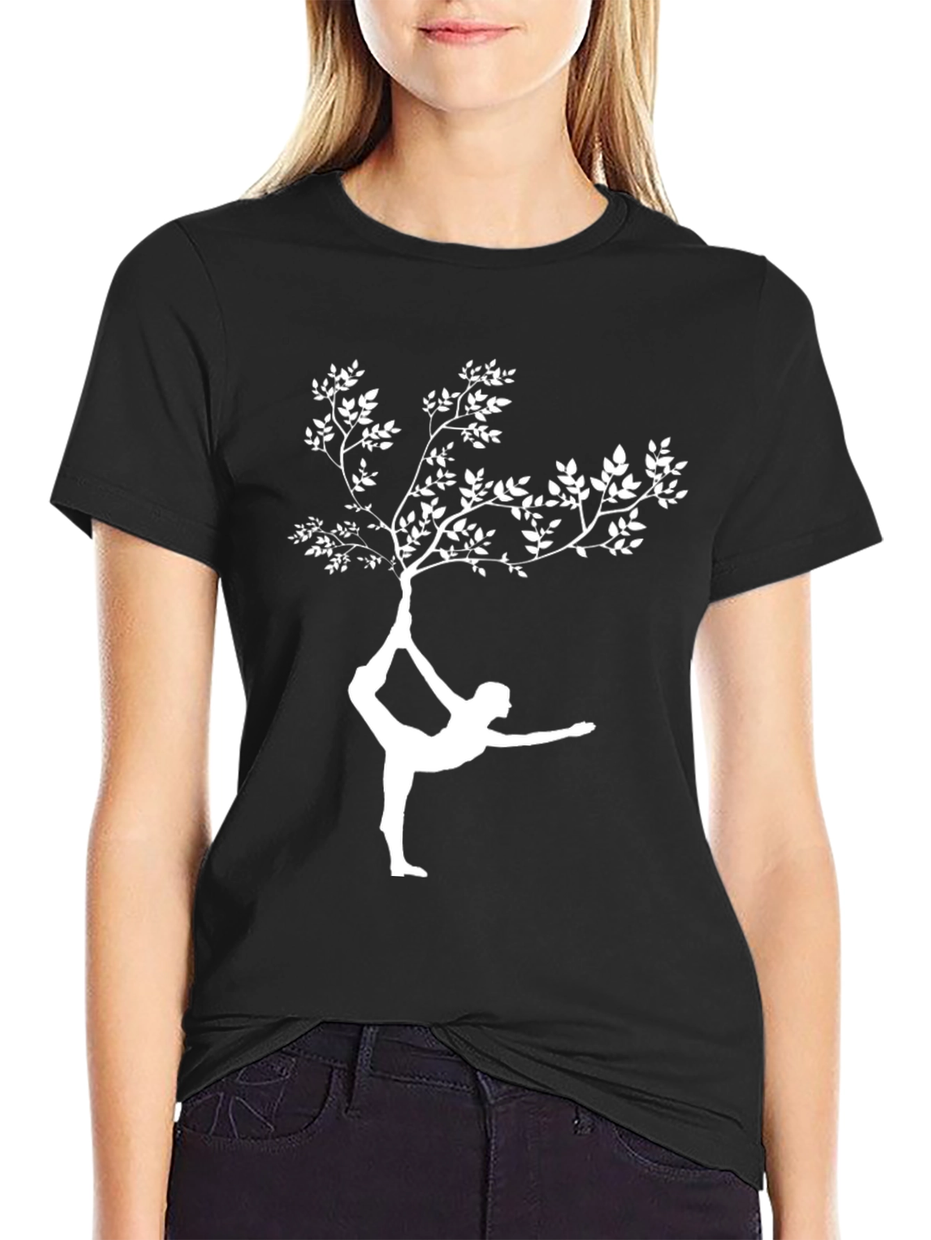Black Yoga Tree Graphic Tee - Balance & Style view 2