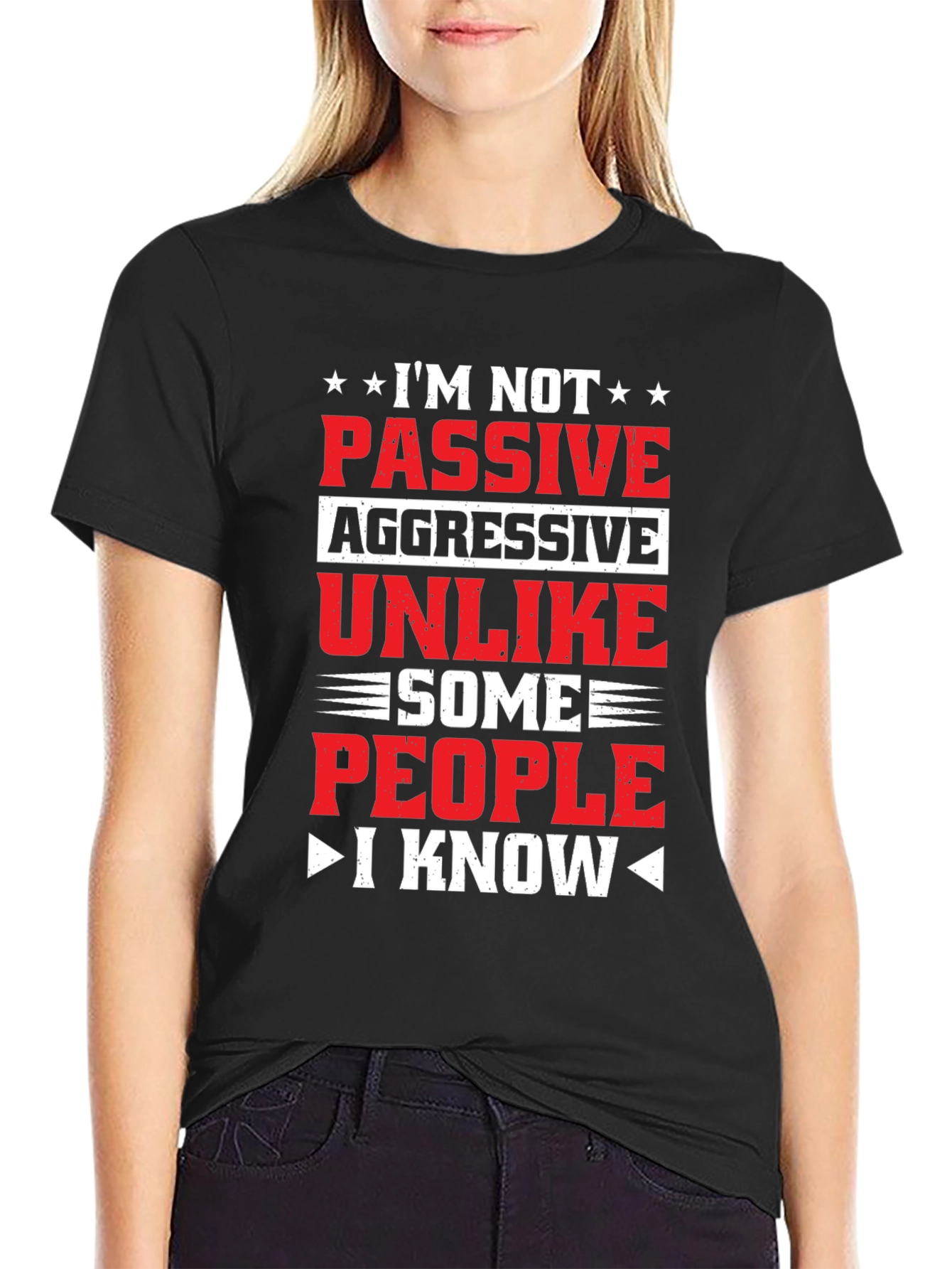 Black Passive Aggressive Funny Graphic T-Shirt view 2