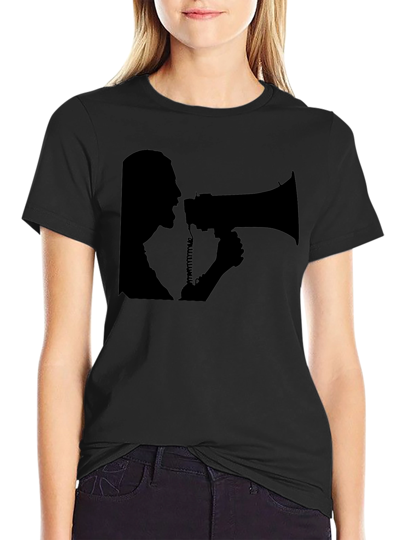 Black Megaphone Graphic T-Shirt view 2