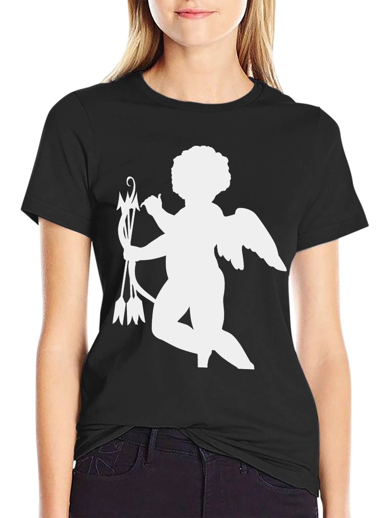 Black Cupid Graphic T-Shirt - Stylish Black Tee view 2