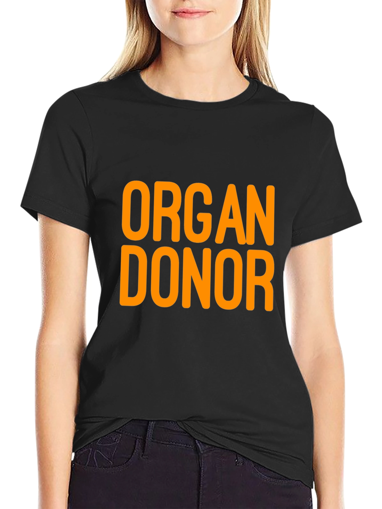 Black Organ Donor T-Shirt - Black Cotton Tee view 2