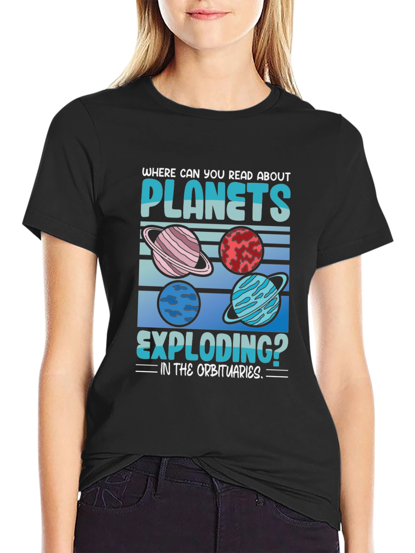 Black Planets Exploding T-Shirt: Space Humor Tee view 2