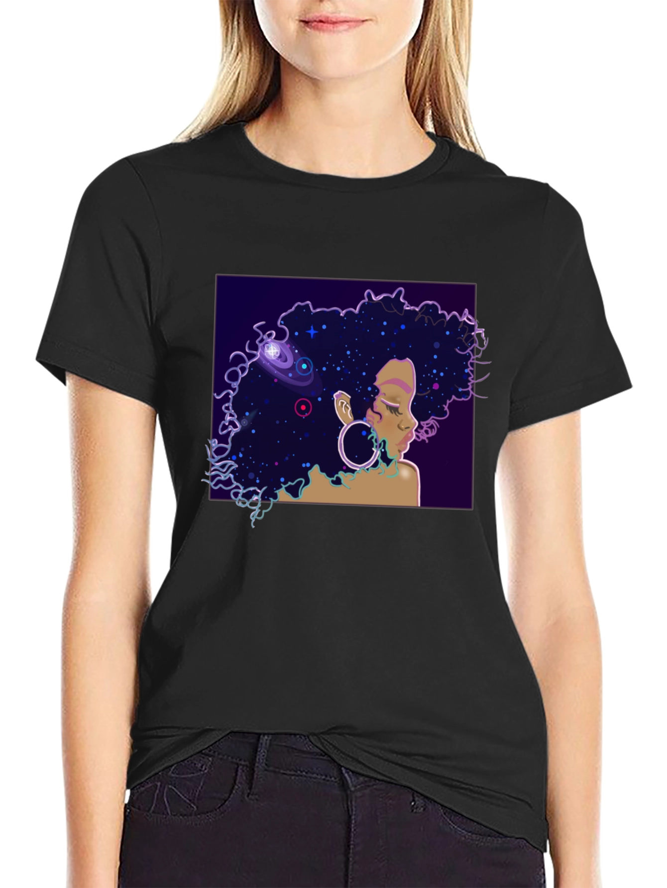 Black Cosmic Queen Black T-Shirt view 2