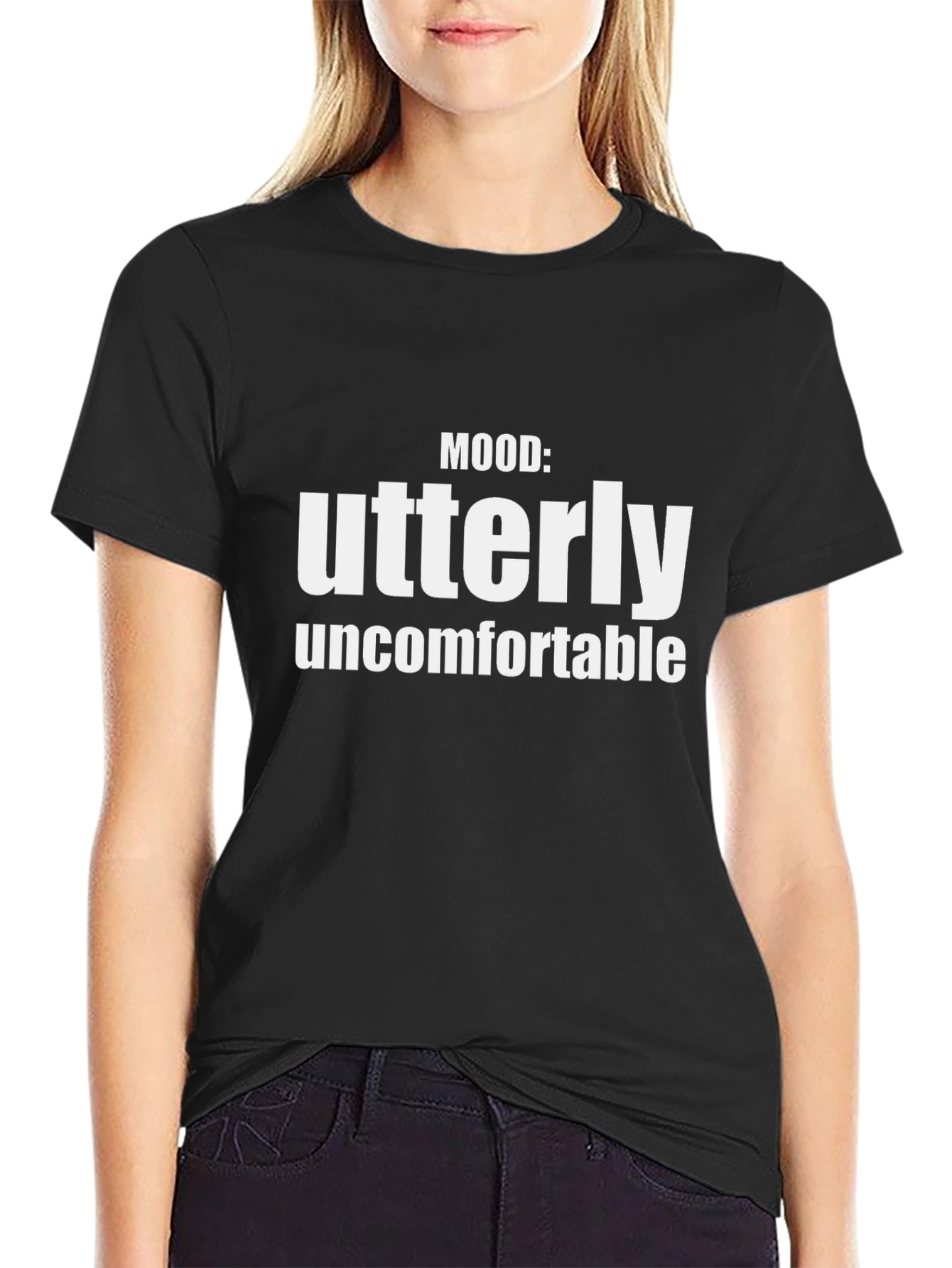 Black Utterly Uncomfortable Funny T-Shirt view 2
