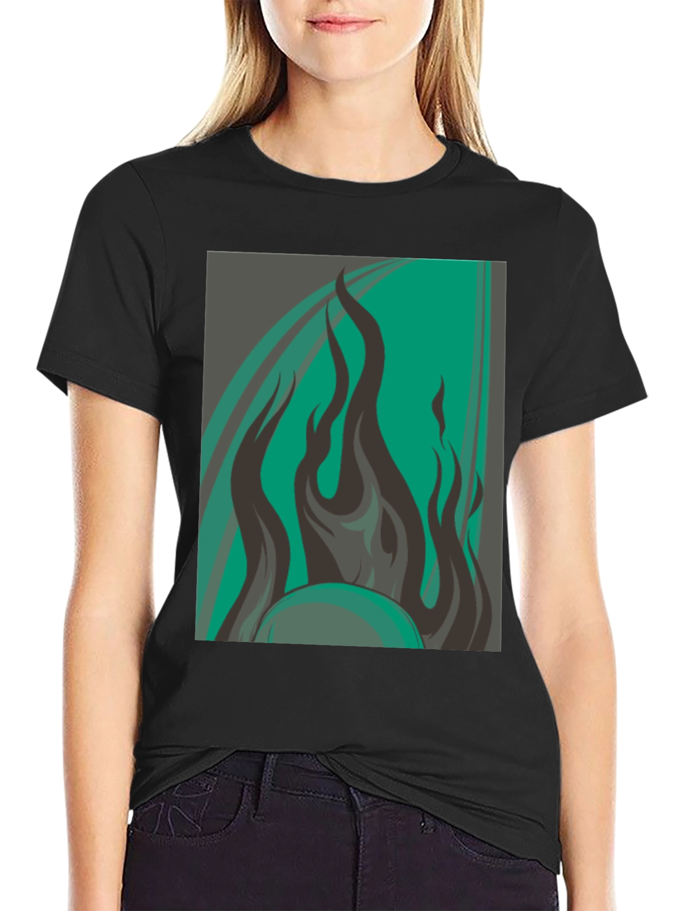Black Fiery Graphic Tee - Bold & Stylish view 2