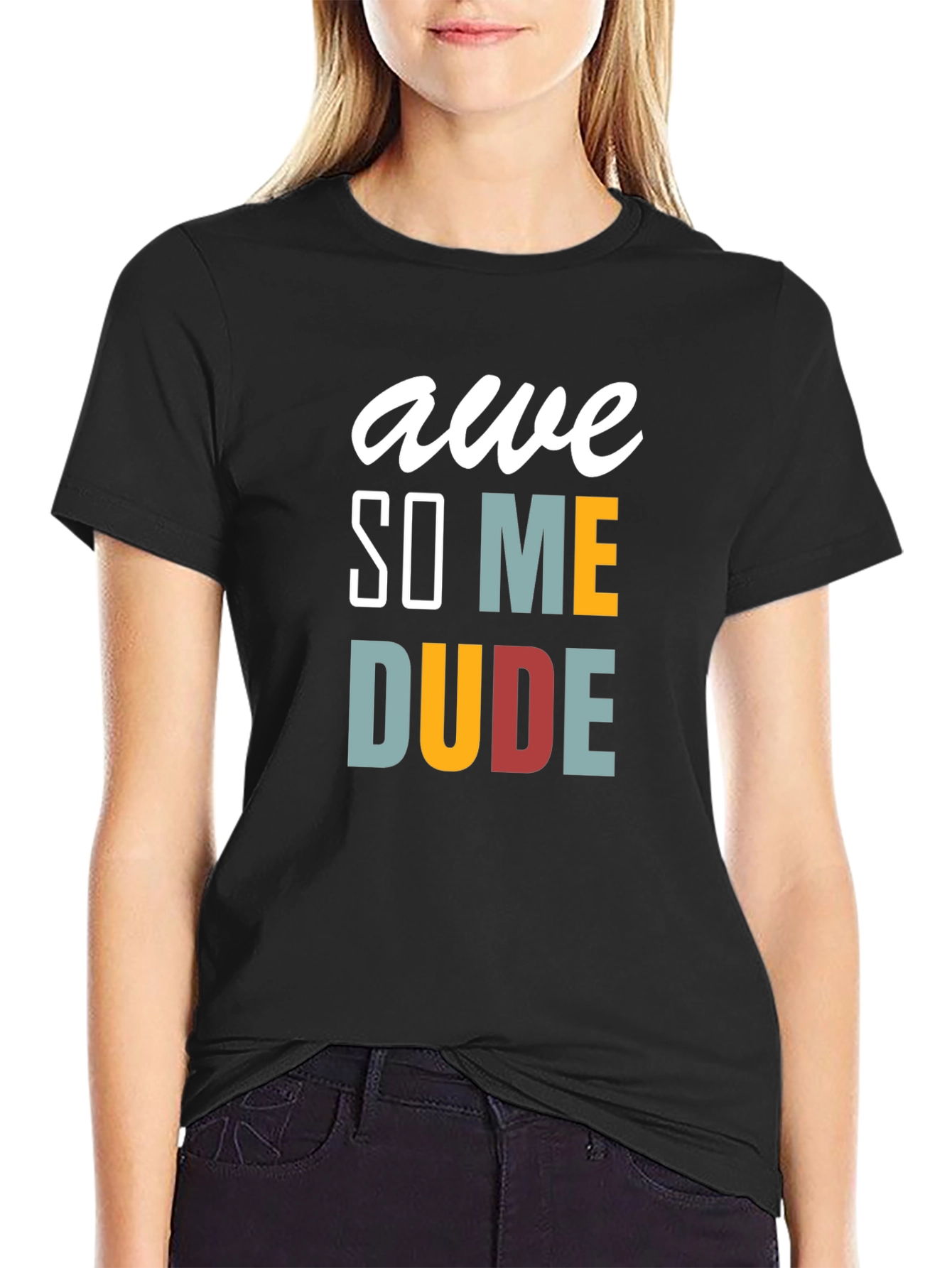 Black Awesome Dude Graphic Tee - Men's Black T-Shirt view 2