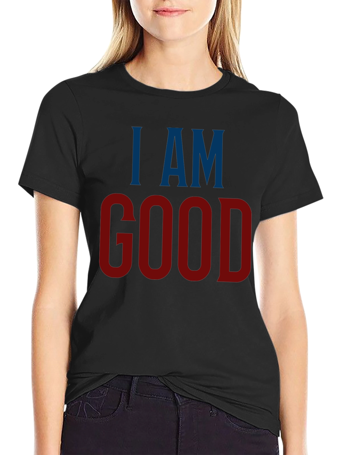 Black I AM GOOD Graphic Tee - Stylish Statement T-Shirt view 2