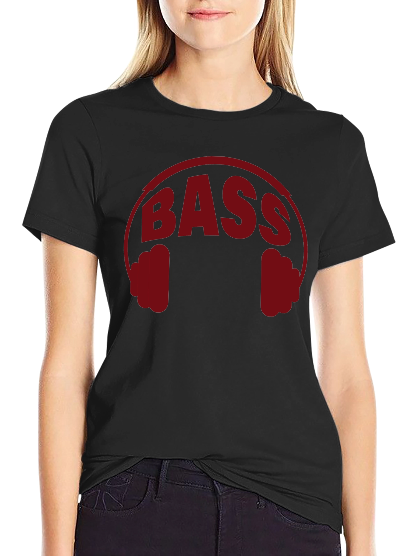 Black Bass Headphones Graphic T-Shirt - Music Lover Tee view 2