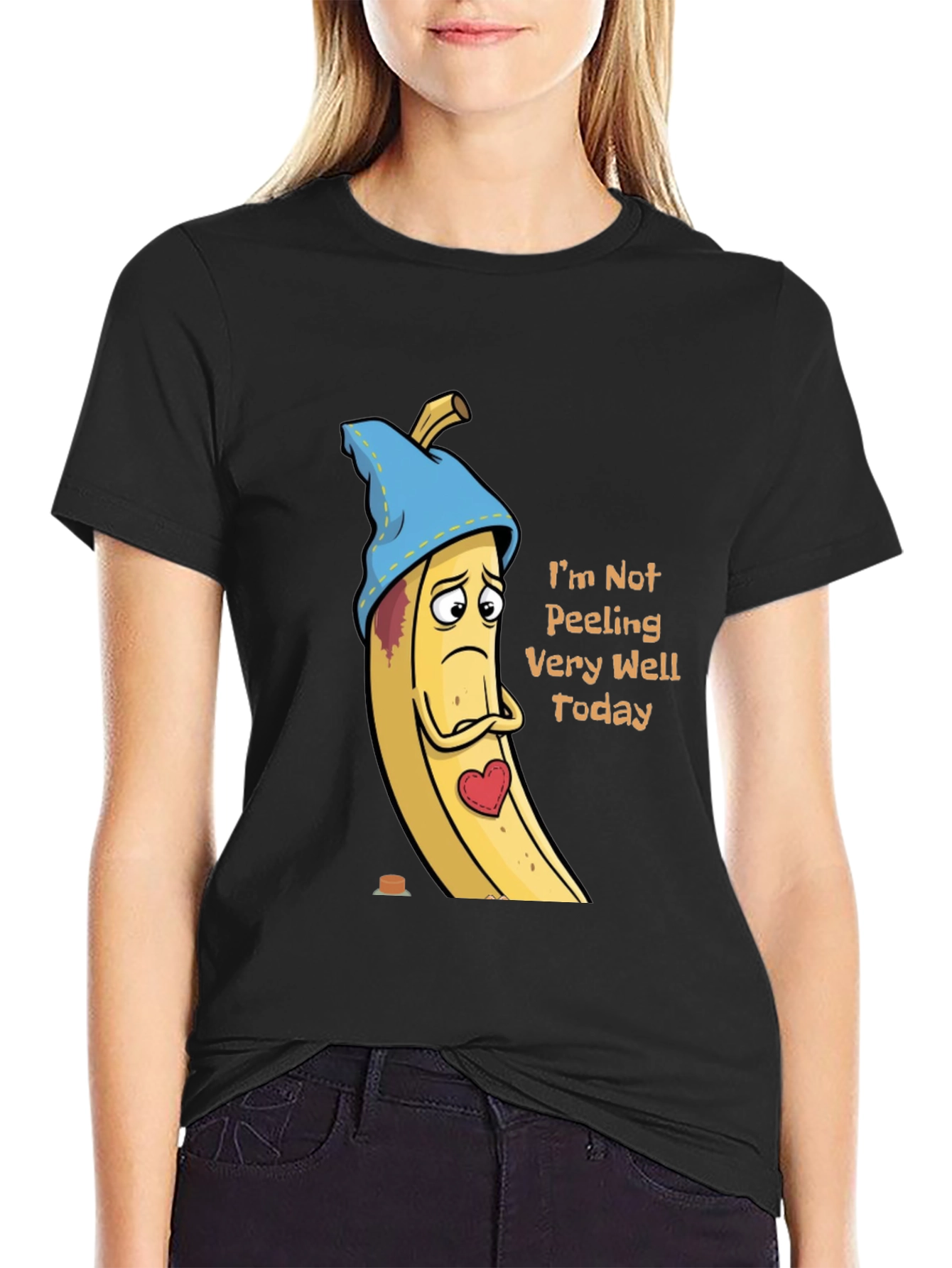 Black Sad Banana T-Shirt - Funny Graphic Tee view 2