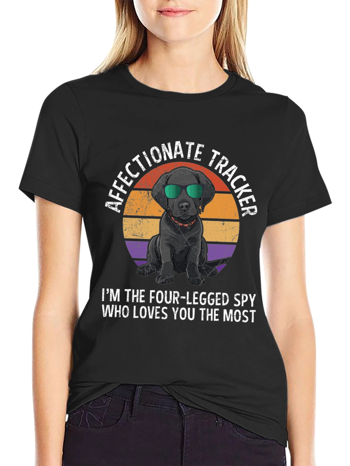Black Affectionate Tracker Dog Graphic T-Shirt view 2