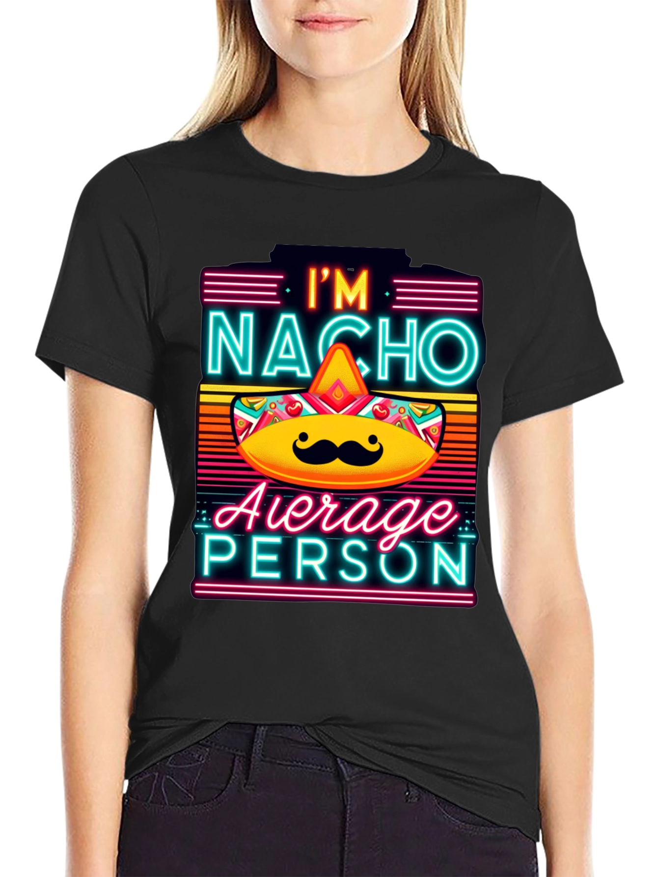 Black Nacho Average Person T-Shirt - Funny Novelty Tee view 2