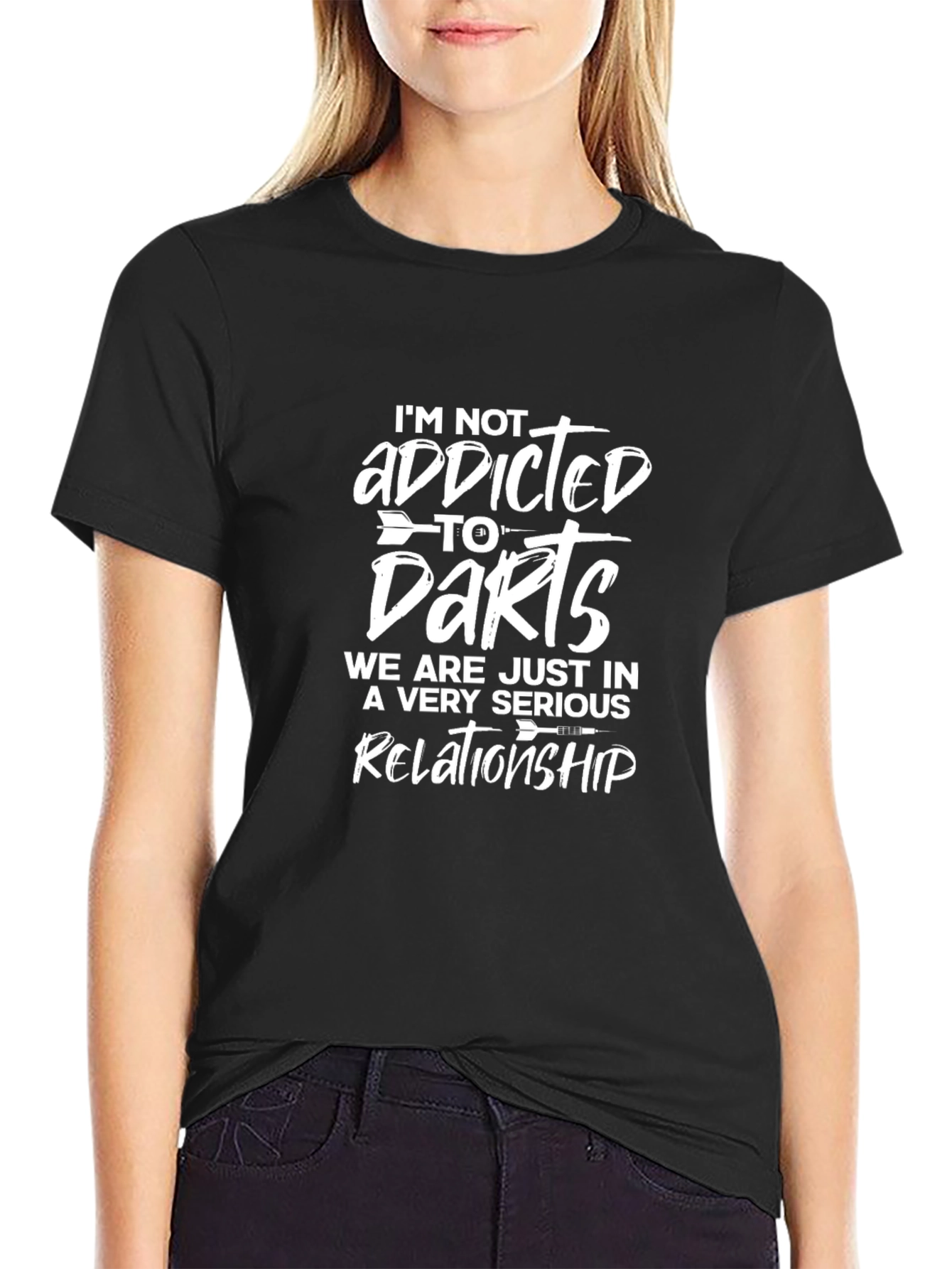 Black Darts Relationship Graphic Tee - Black Casual T-Shirt view 2