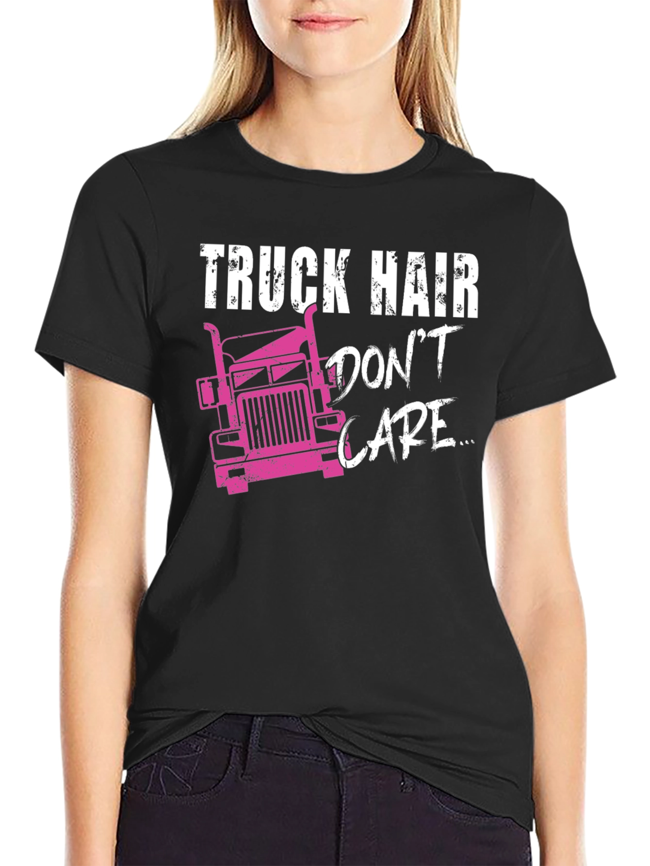 Black Truck Hair Don't Care Graphic T-Shirt view 2