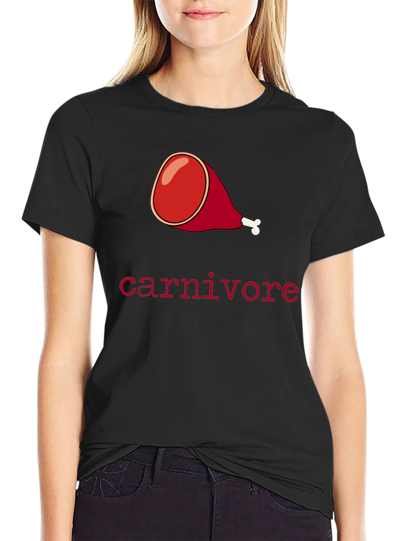 Black Carnivore Ham Graphic Tee - Meat Lover's T-Shirt view 2