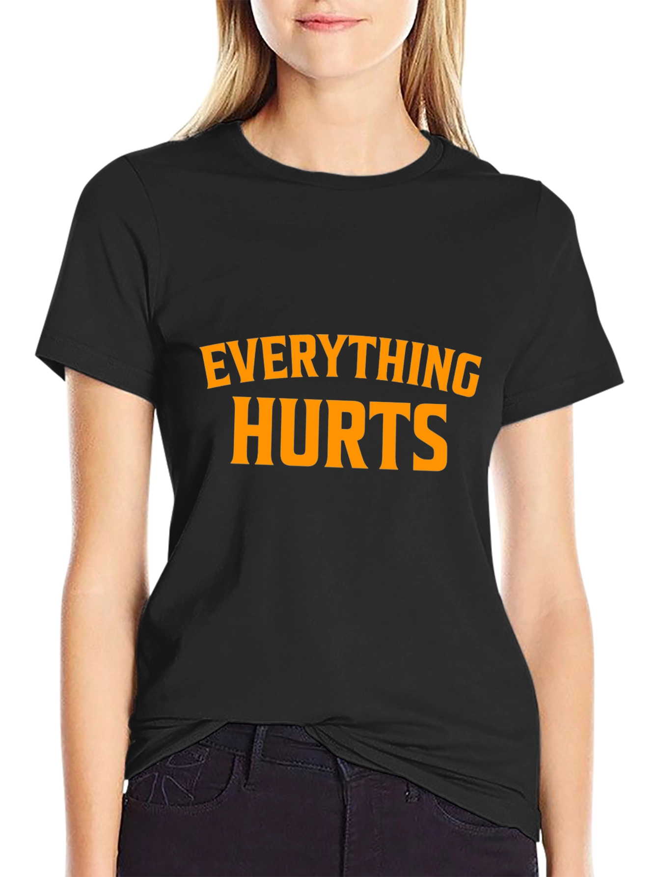Black Everything Hurts Black Graphic T-Shirt view 2