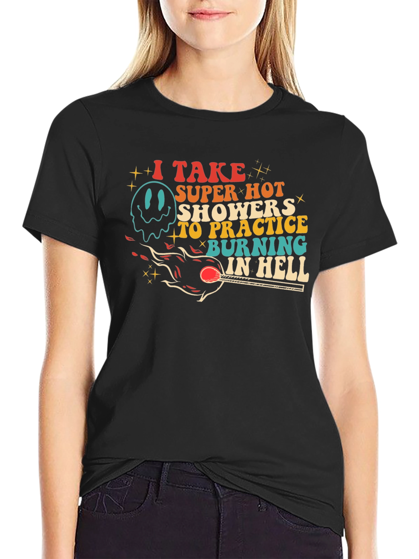 Black Burning in Hell Graphic Tee - Super Hot Showers view 2