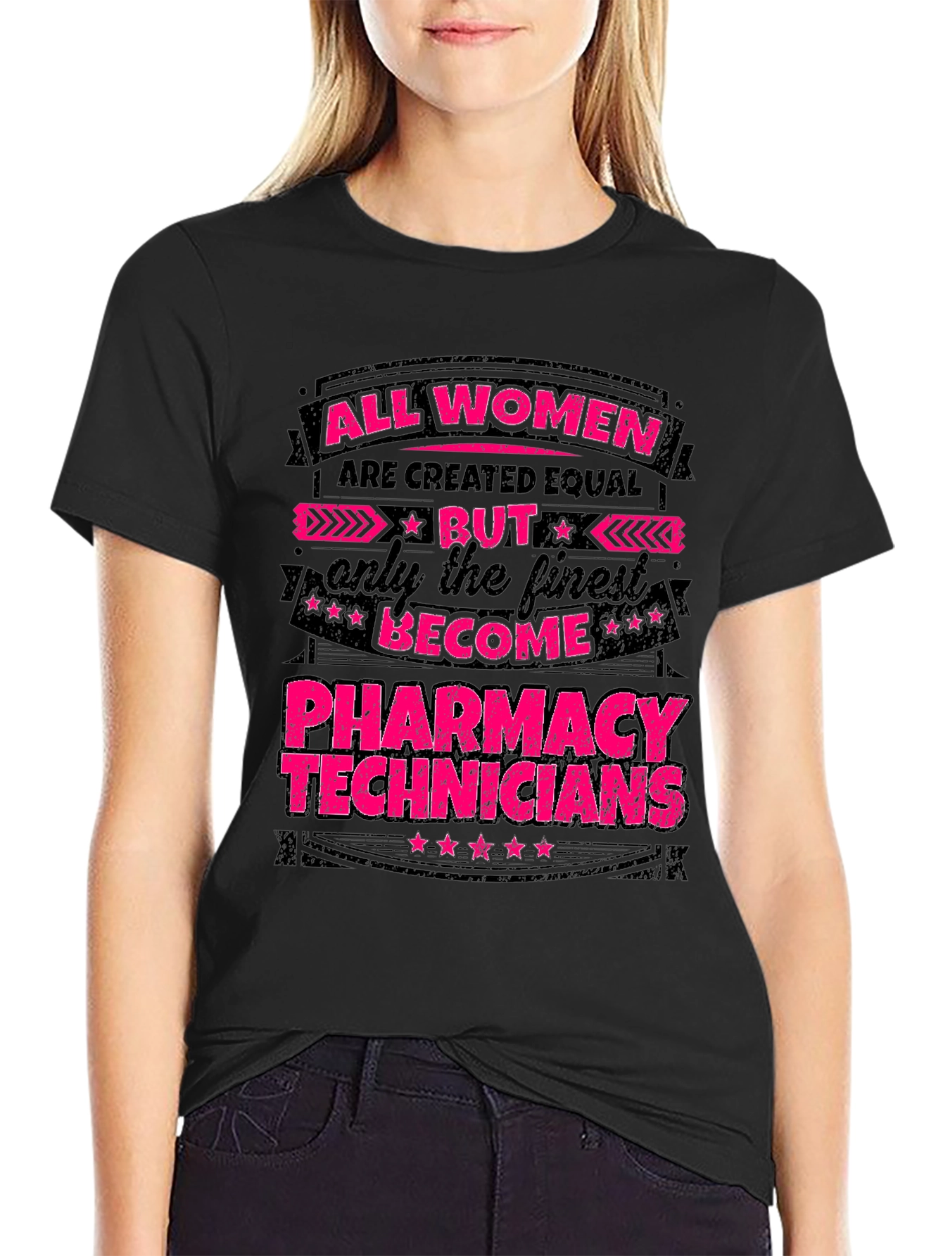Black All Women Pharmacy Tech T-Shirt - Black Cotton Blend view 2