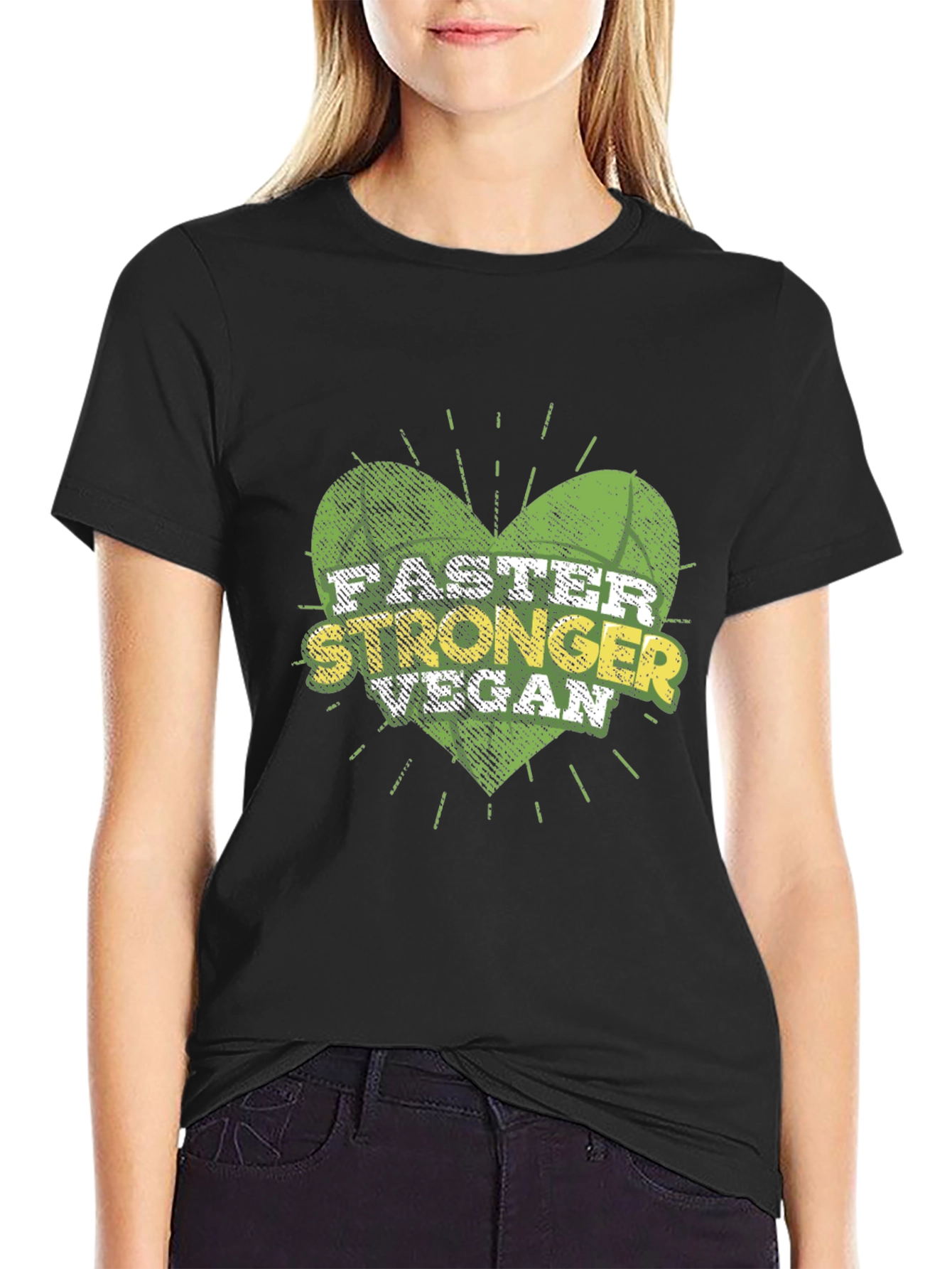 Black Faster Stronger Vegan T-Shirt view 2