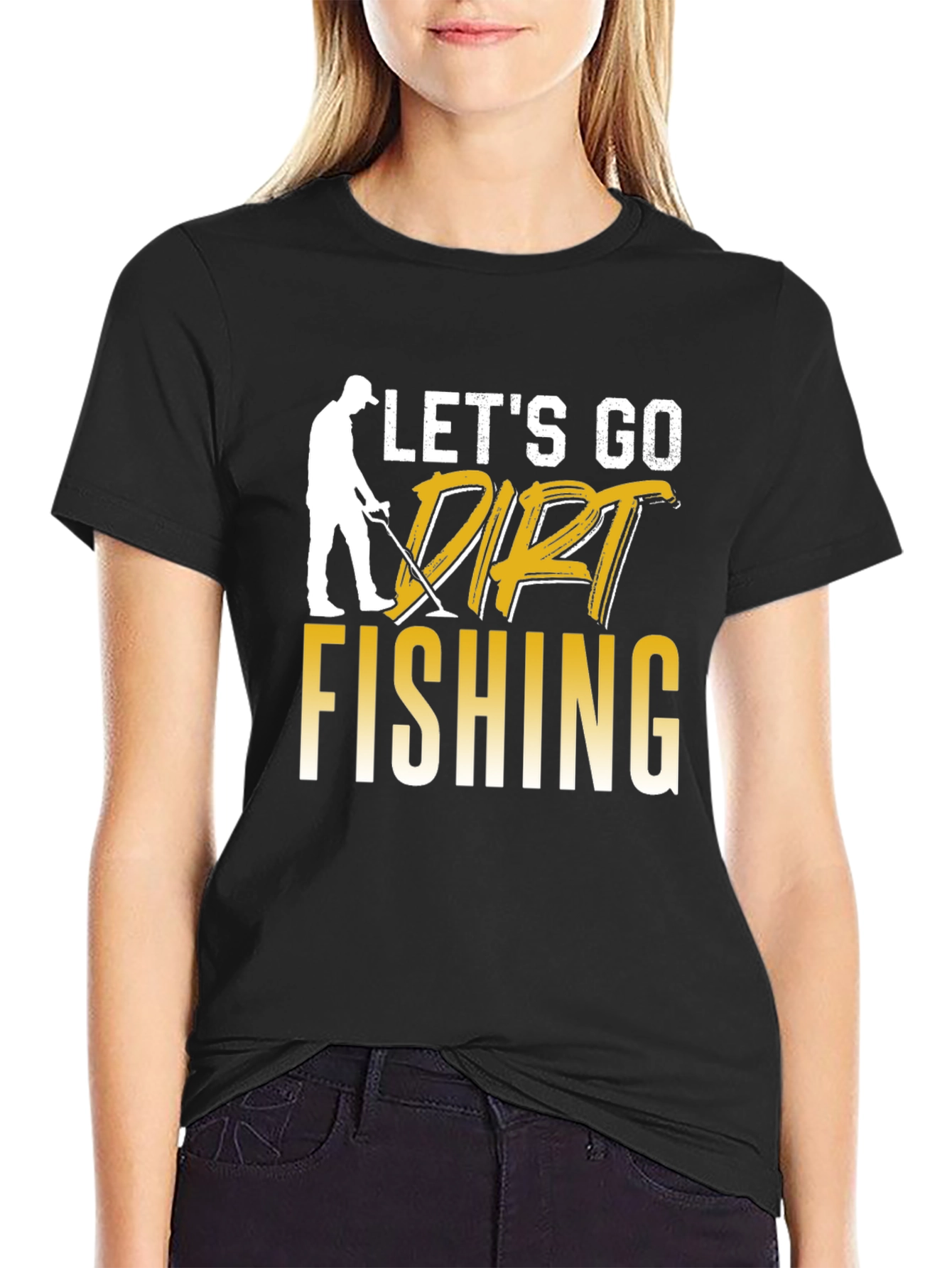 Black Let's Go Dirt Fishing Graphic Tee view 2