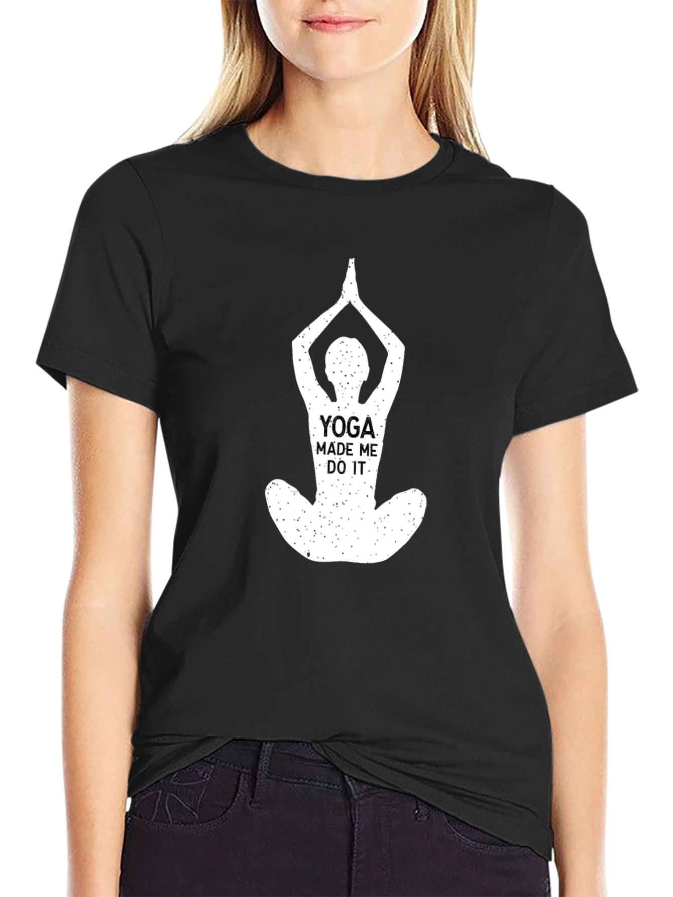 Black Yoga Made Me Do It Black T-Shirt view 2
