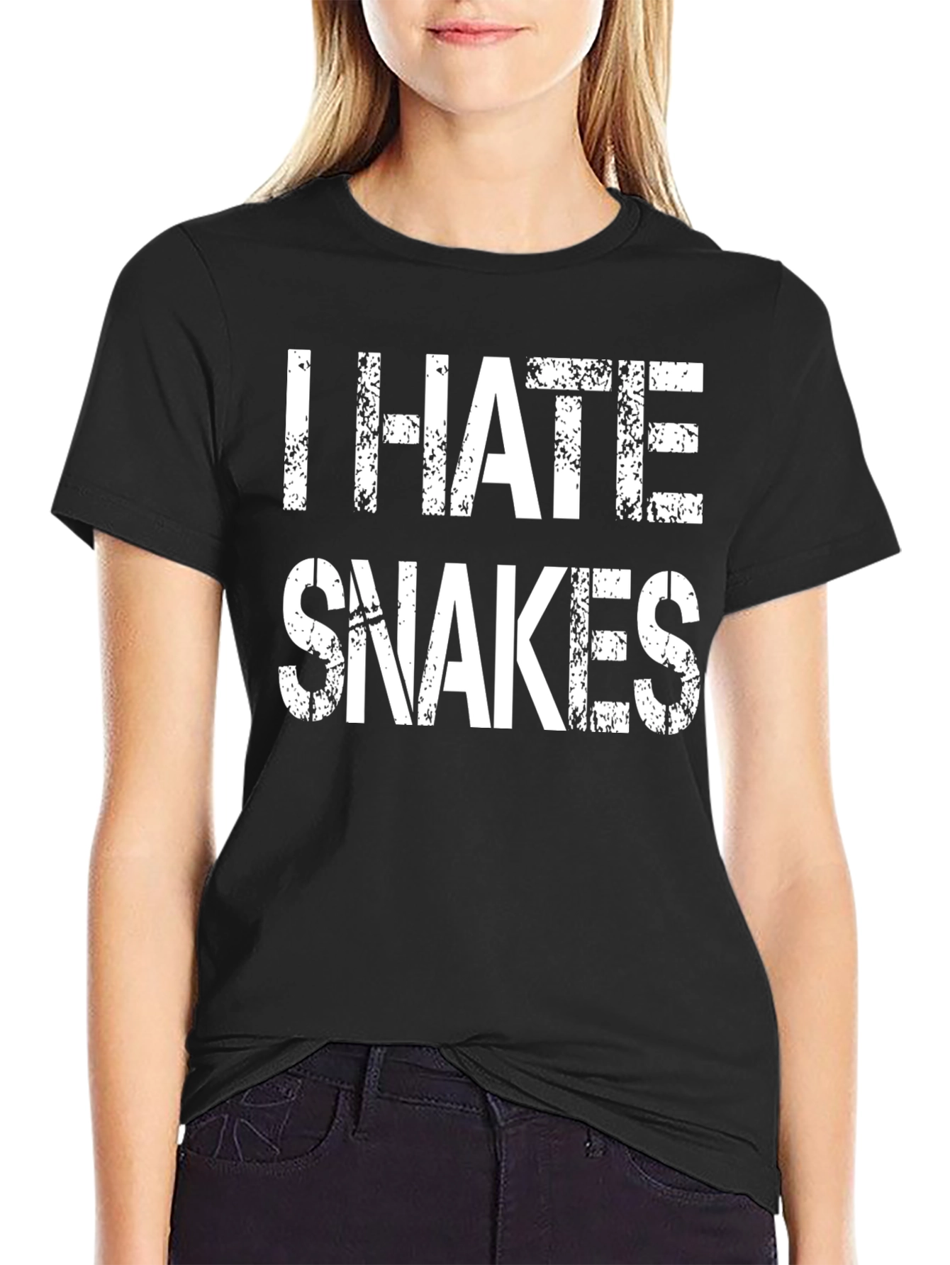 Black I Hate Snakes Graphic T-Shirt view 2