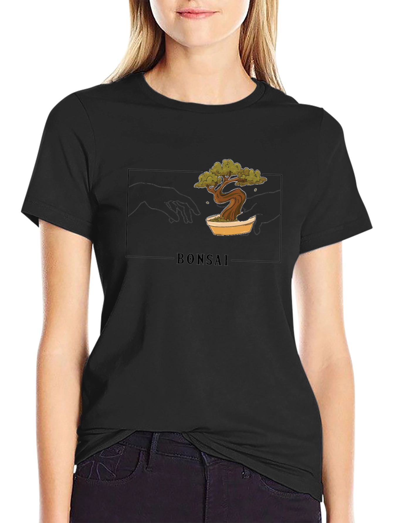 Black Bonsai Creation Graphic Tee - Black Unisex T-Shirt view 2