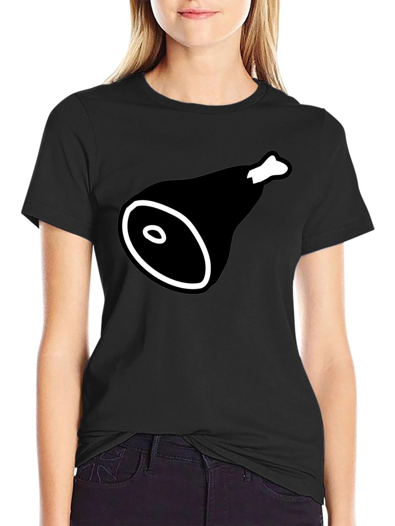 Black Ham Graphic T-Shirt - Funny Food Tee for Meat Lovers view 2