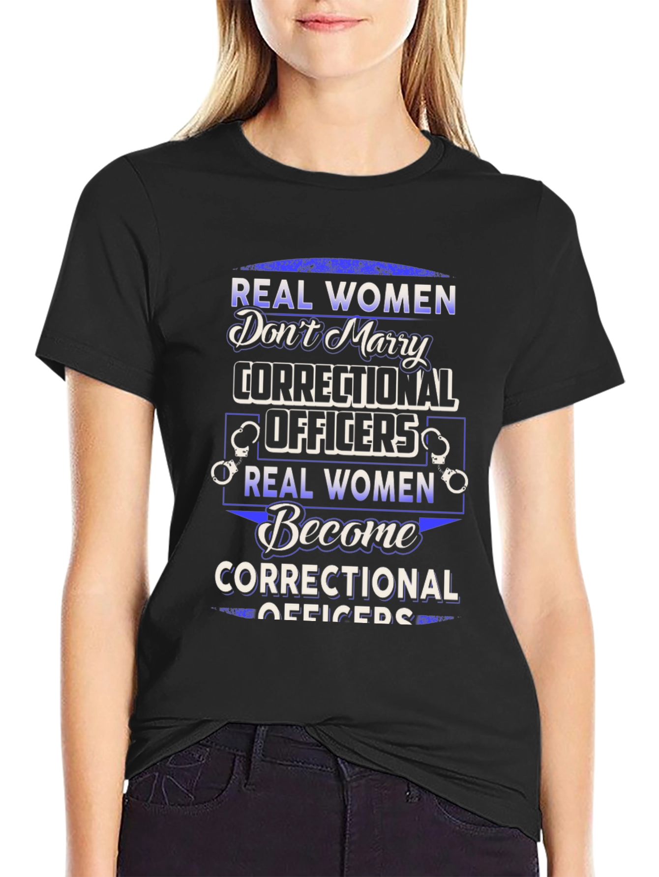 Black Real Women Correctional Officer Graphic T-Shirt view 2