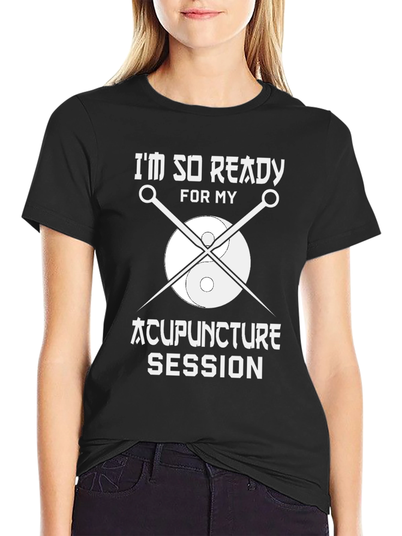 Black Acupuncture Session Ready T-Shirt - Black Cotton Tee view 2