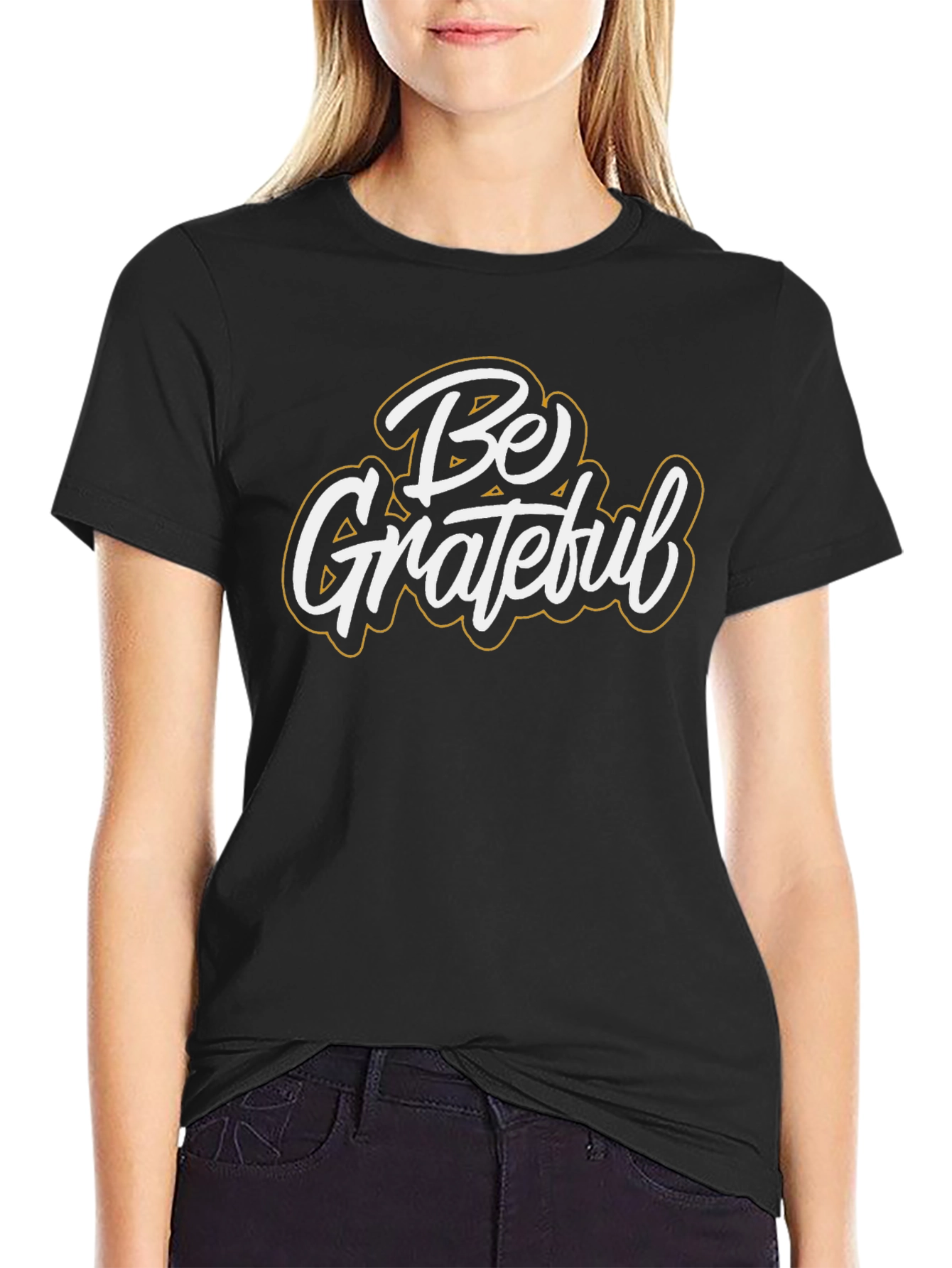 Black Be Grateful Graphic T-Shirt - Black view 2