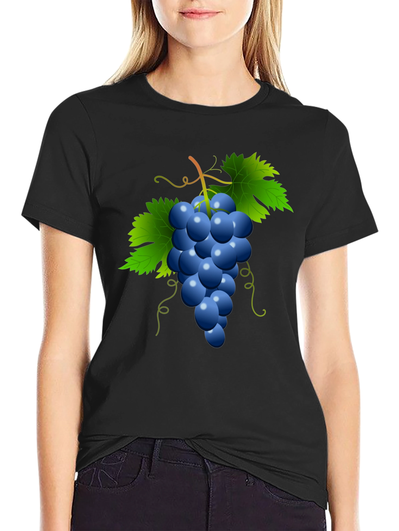 Black Grapes Graphic Tee - Casual Black T-Shirt view 2